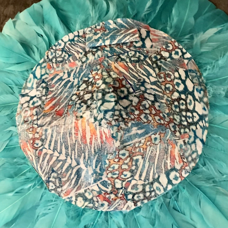 БИРЮЗОВЫЙ JUJU ШЛЯПА ЗЕРКАЛО НАСТЕННОЕ ИСКУССТВО 20» ДИАМЕТР - Изображение 3 из 4