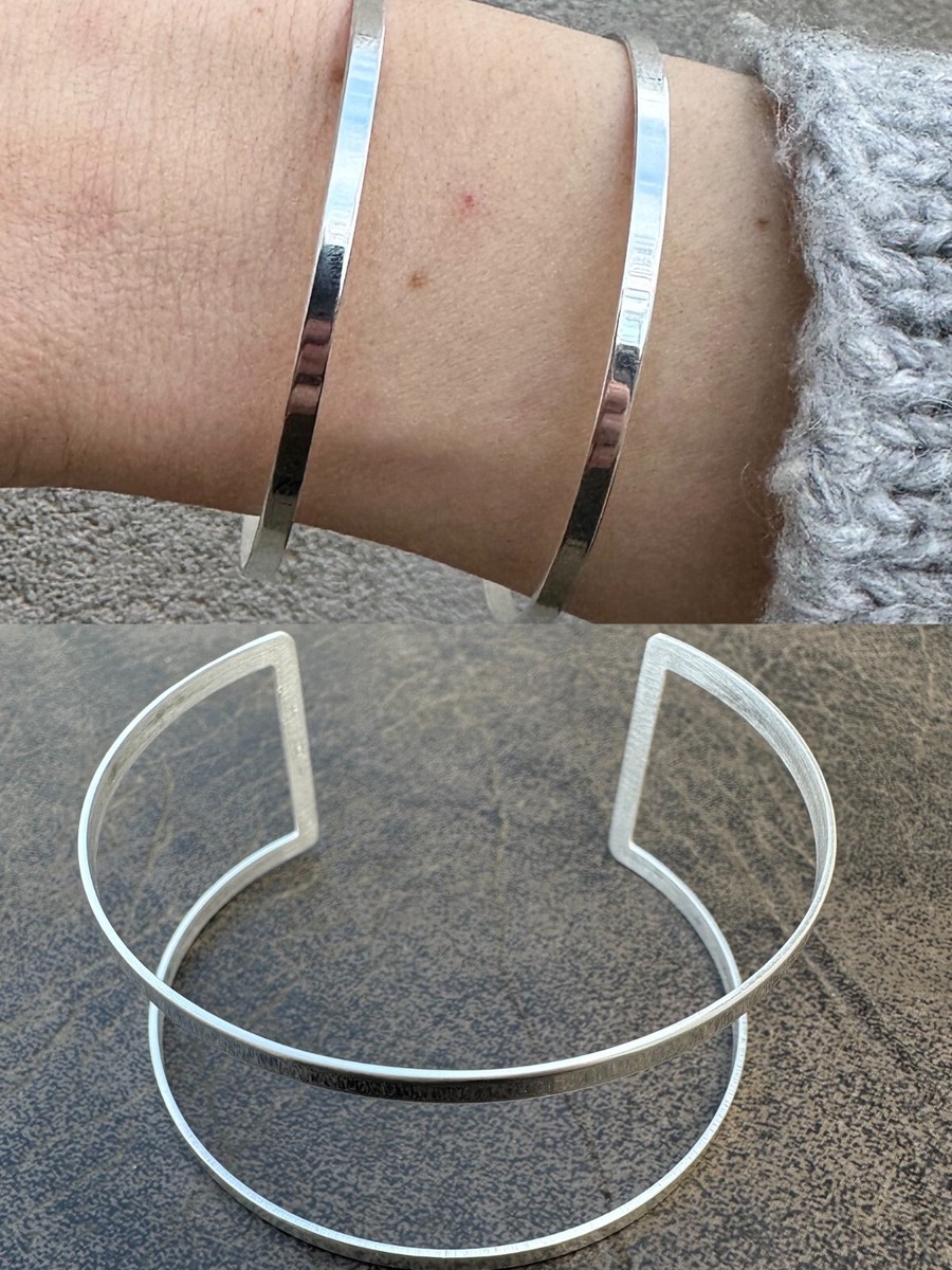 アクセサリー Italy 925 balls cuff bangle ChicSilver Women's 925 Solid Sterling Silver Polished Round