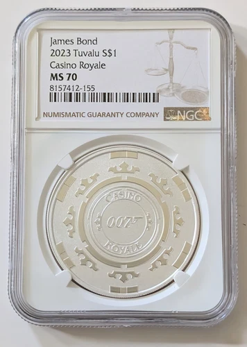 2023 TUVALU SILVER 1OZ JAMES BOND CASINO ROYALE COIN NGC MS70 SKU 8157412-155