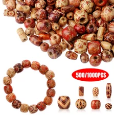 Lot of 500/1000 Wooden Flower Beads For Jewelry Making 10-25mm Painted Assorted