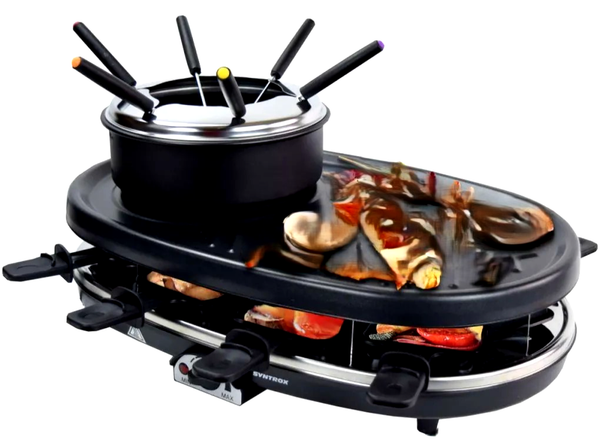 Syntrox Appenzell Raclette Grill Fondue Tischgrill Komplett Set FüR 8 Personen-image