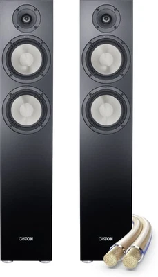 Canton GLE 70 Stand Lautsprecher Paar Schwarz 2-Wege HiFi Box 220 Watt Kabel Set - Bild 1 von 4