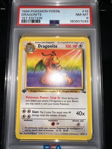 Dragonite (1st Edition) graded PSA 8 for sale on eBay