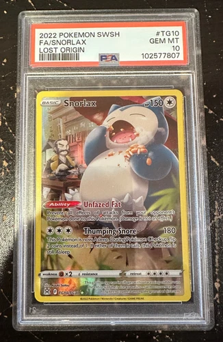 Pokemon TCG Snorlax TG10 SWSH LOST ORIGIN TRAINER GALLERY PSA 10 GEM MINT