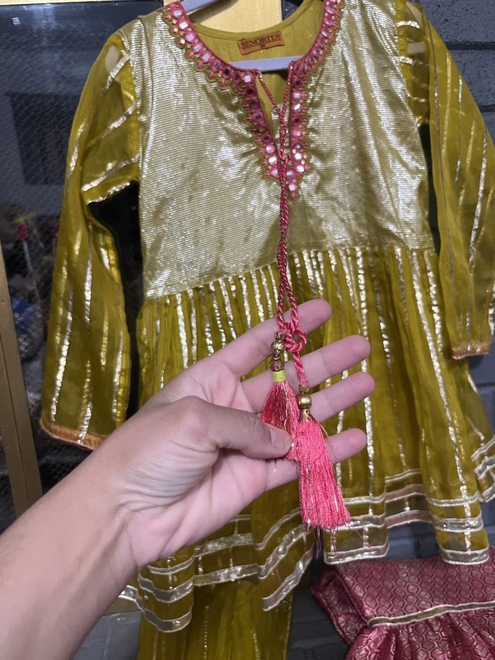 Vestido Sharara listo para usar niños niñas ropa de fiesta eid Pak niñas vestido de diseñador talla 28 Foto 3 de 4
