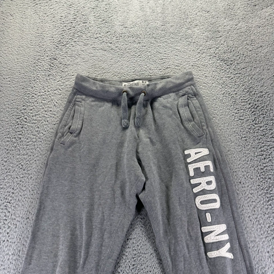 Pantalón deportivo Aeropostale 1987 para hombre M gris algodón forrado de lana ropa deportiva recta Foto 2 de 4