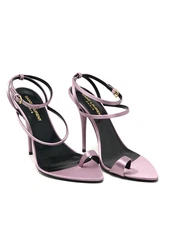 Saint Laurent YSL Dive Silk 110 Sandals Pink Heels Strappy EU 37 UK 4 US 7 8250G