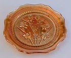 Vintage Jeanette Marigold Carnival Glass Iris & Herringbone Plate  5.5"