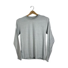 Rhythm Gray Striped Long Sleeve Pocket T-Shirt  100% Cotton Crewneck Sz M Casual