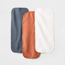 Baby 3pk Basic Muslin Burp Cloth - Cloud Island™ Orange