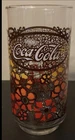 Vintage 70’s Coca-Cola Clear Glass Tumbler Orange Yellow Floral Pattern Motif