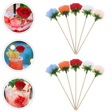 50 bâtonnets à cocktail en forme de rose artificielle, décorations