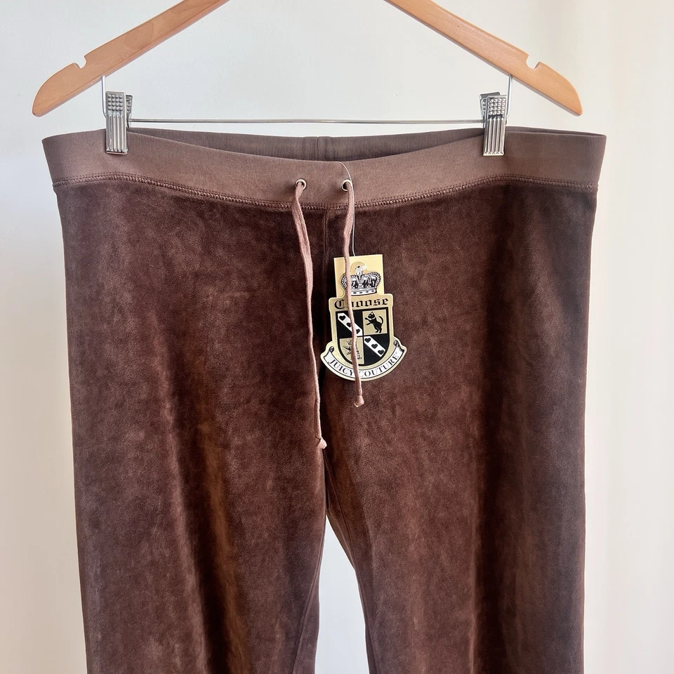 Vintage Juicy Couture Brown Sugar Velour Track Bottoms NWT XL Velvet Pants NEW - Image 2 of 4