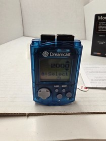 Sega Dreamcast Clear Blue VMU OEM Visual Memory Unit TESTED WORKS PERFECT #J34