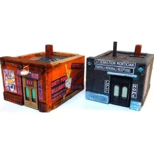 Downtown Deco 2022 EASY COME EASY GO 2 Building set Mortician + Strip Club  N