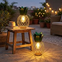 Solarleuchte Solarlampe AußEn Ananas Gartendeko Akku Skulptur Bunt Led 2Er Set