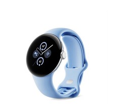 Google Pixel Watch 2 41mm Silver Aluminum Case Blue Band GA05032/ Open Box/New.Z