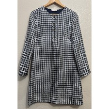 Tory Burch Silk Shift Dress Womens Geometric Print Long Sleeve Size 2
