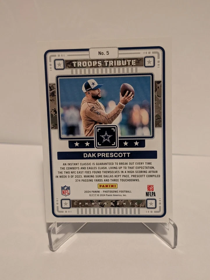 2024 Panini Photogenic Troops Tribute Silver /150 Dak Prescott #5 Dallas Cowboys - Image 2 of 3