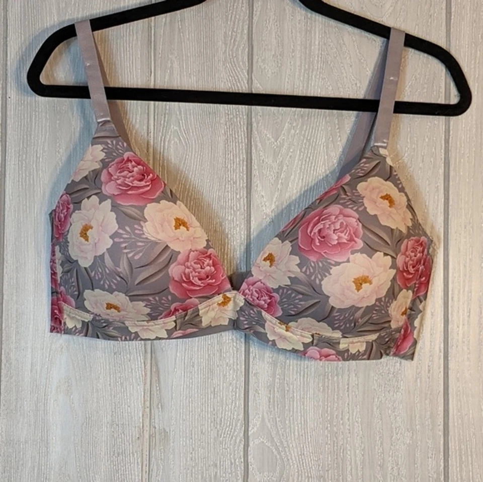 Catherine Malandrino Floral Plunge Floral Padded Bra Back Clasp EUC SZ 42D - Image 3 of 4