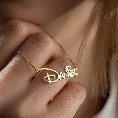 Custom Name Necklace Gold   Personalisierte Namenskette, Script, 40 45 cm