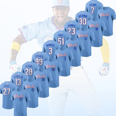 HOT ITEM! Atlanta Braves 2026 City Connect Powder Blue Baseball Shirt All Size