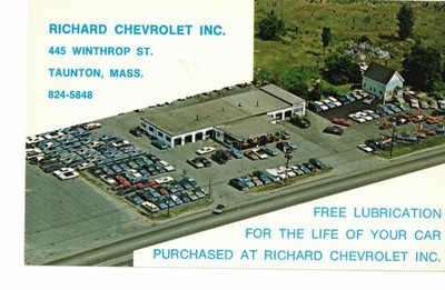 Richard Chevrolet Inc, Mass. MA Massachusetts circa 1975 chrome post card