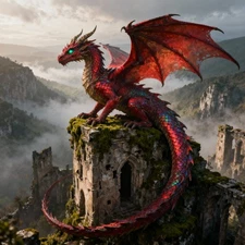 Photo Digital Image Ai Wallpaper Picture Red Dragon  Art Sample