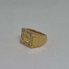 Men's Rolex Crown Band Ring 14K Two Tone Gold Plated Multiple Sizes Y2K
