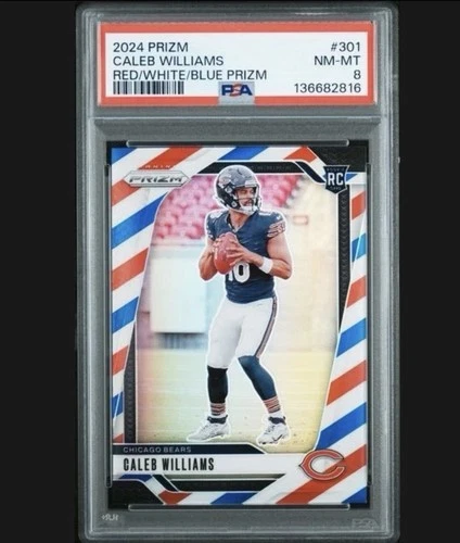 PSA 8 2024 Panini Prizm Rookies Caleb Williams #301 Red White & Blue Prizm (RC)