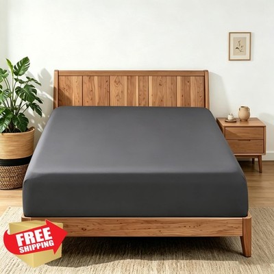 Zaizaihome King Dark Grey Fitted Sheet 600TC