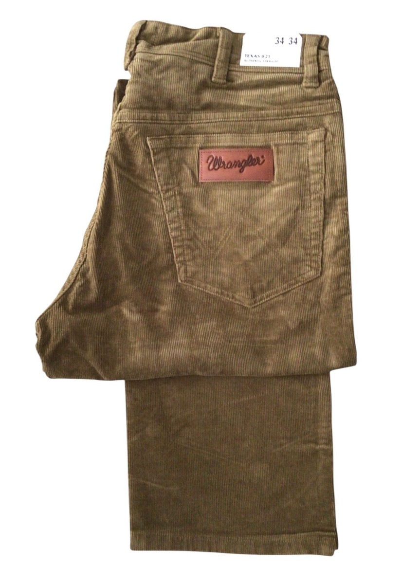 MENS WRANGLER TEXAS REGULAR FIT CORD PANTS CORDUROY JEANS ZIP