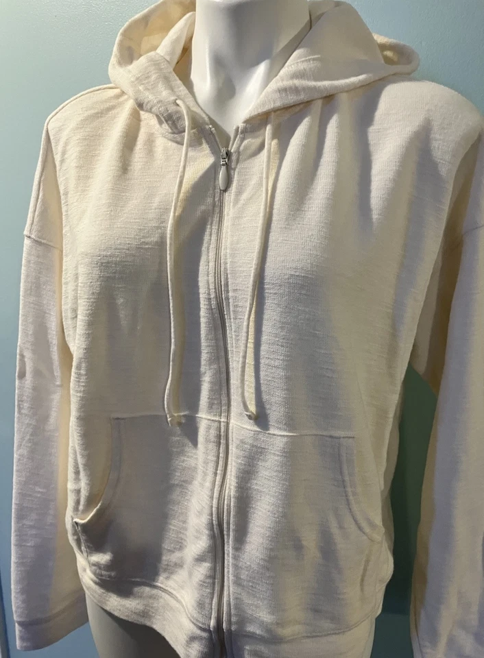 Sudadera con Capucha Old Navy Mujer Ligera Cremallera Completa Slub L Beige Cali Foto 2 de 4