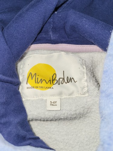 Mini Boden Fantastic Hoodie Sweatshirt size 5-6 blue - Picture 5 of 6