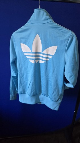 Vintage Adidas Baby Blue Track Jacket Men's athletic Zip Retro Firebird Sz M - Picture 2 of 7