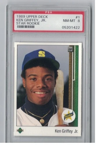 1989 UPPER DECK #1 KEN GRIFFEY JR GRADED PSA 8 NM-MT STAR ROOKIE
