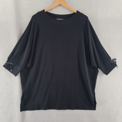 #ad Sympli Womens Top Bow Sleeve Tunic Size 14 Stretch Jersey Quiet Luxury Minimal $35.89