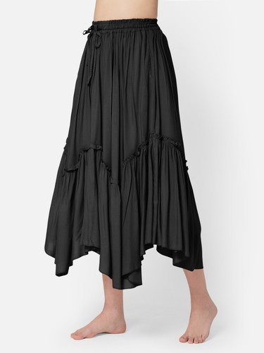 Women's Renaissance Pirate Peasant Medieval LARP High-Low Maxi Skirt with Pocket - Picture 2 of 33