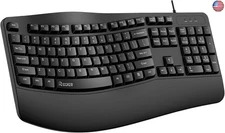 Ergonomic Keyboard, Wired Computer USB Keyboard with Wrist Rest,