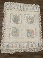Jemima Puddle Du￼ck Peter Rabbit Tom Kitten Quilt Ruffle Beatrix Potter Blanket