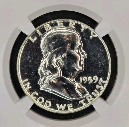1959-P 50c Gem Proof Franklin Silver Half Dollar - GEM PROOF  Don't Tread On Me