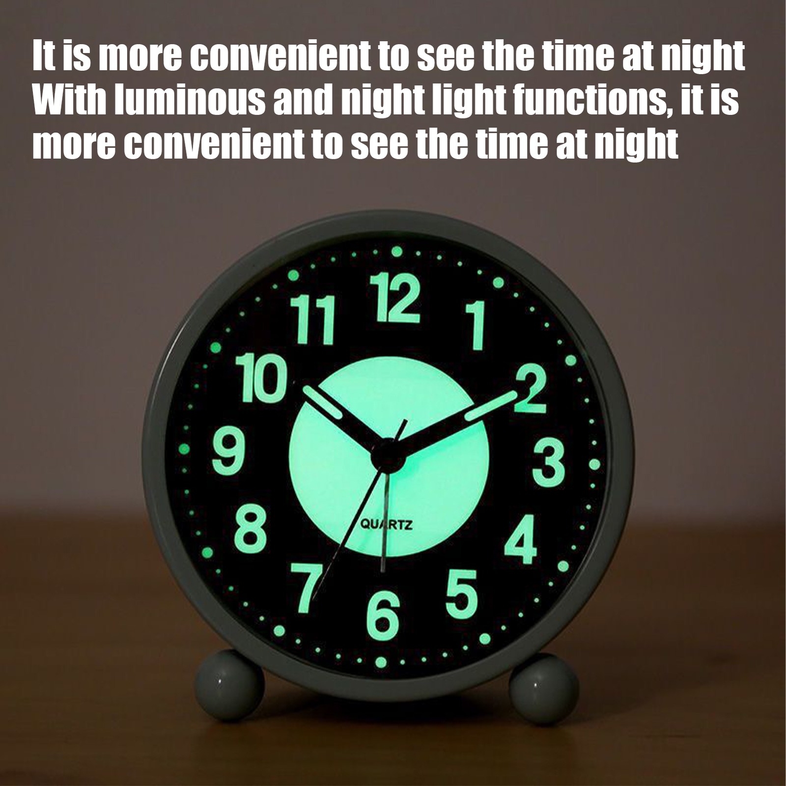 Silent Bedside Non~ticking Glow-in-the-dark Bedroom Clock