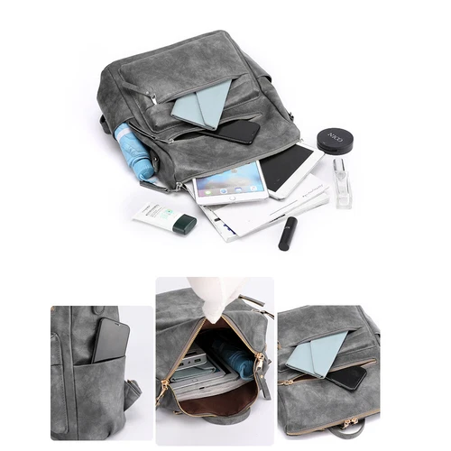 Fashion Womens PU Leather Backpack Purse Large Travel Convertible Shoulder Bag - Picture 13 of 16