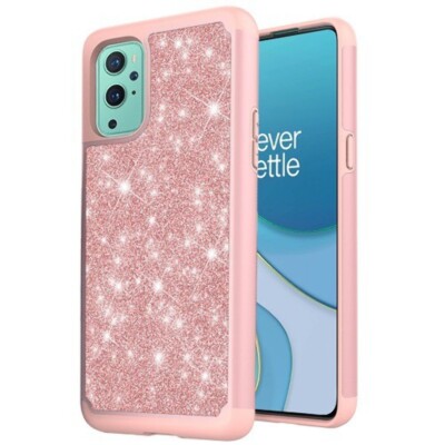 Glitter Bling Diamond Tough Hybrid Case Cover for OnePlus 9 ROSE GOLD