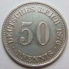 Münze Deutsches Reich Kaiserreich Silber 50 Pfennig 1876 H in Vorzüglich