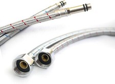 2 x (Pair of) M12 x1/2 BSP (500mm) Flexible Tap Connectors for Kitchen Sink