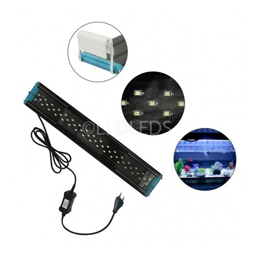 LAMPADA PLAFONIERA 30CM 42 LED 30-40CM ACQUARIO LUCE BIANCA BLU PESCI PIANTE - Foto 3 di 6