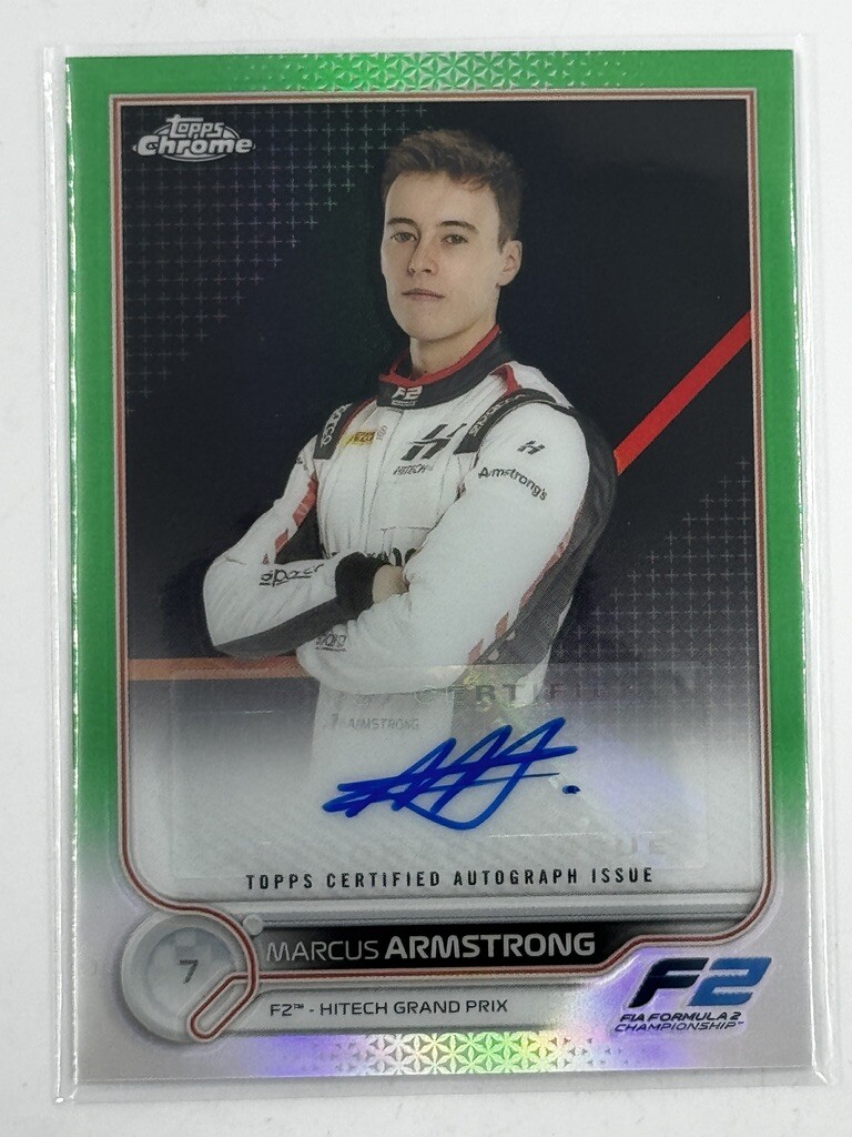 Marcus Armstrong 2022 Topps Chrome F1 #CAC-MA Green Refractor Autograph /99