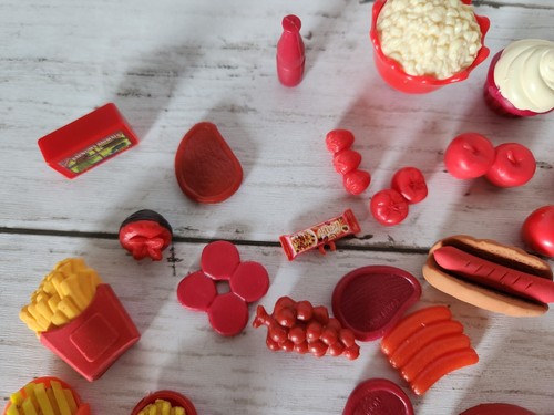 Barbie Red Kitchen Dining Food Accessories Fries Meat Apples Doll Size - Picture 6 of 8