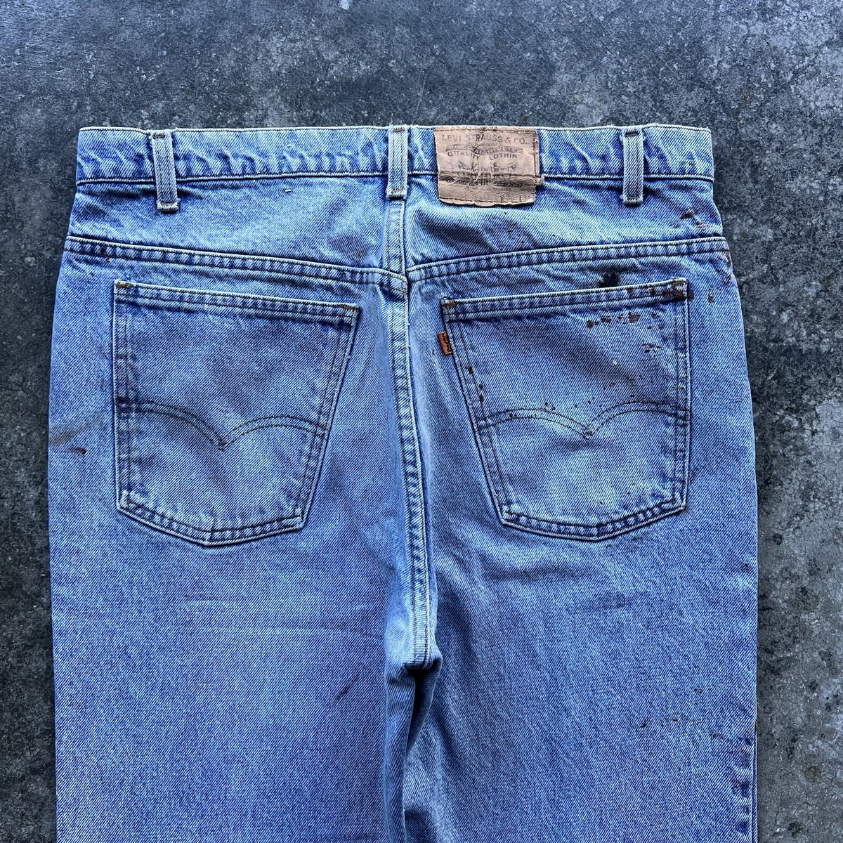 Vintage 70s 80s Levi's 517 Blue Wash Denim Orange Tab Jeans Mens